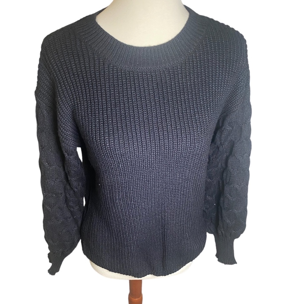 Pretty Garden Knit Sweater with Balloon Sleeves